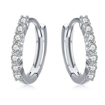 100% 925 Sterling Silver Dazzling CZ Crystal Circle Round Hoop Earrings for Wome - £17.22 GBP