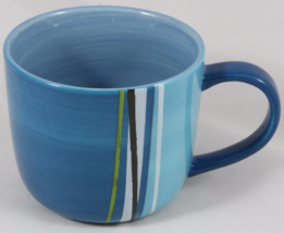 Starbucks 2008 Blue Green Black Striped Coffee Cup Mug 16 ounce NEW - £17.84 GBP