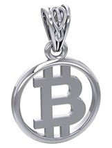 Jewelry Trends Crypto Sterling Silver Bitcoin Symbol Cryptocurrency Pendant Neck - £43.25 GBP