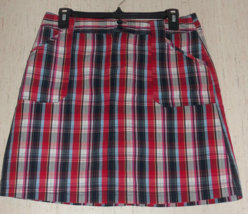 NEW WOMENS christopher &amp; banks PETITE RED, WHITE &amp; NAVY BLUE PLAID SKORT... - £20.14 GBP