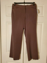 Liz Claiborne Women&#39;s Sloane Stretch Petite Dress Pants Size 12P Brown (NEW) - £21.26 GBP