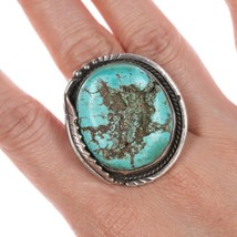sz9 Large Vintage Navajo turquoise nugget ring in silver - £311.46 GBP