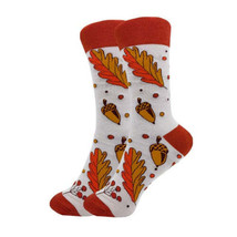 Fall Leaves and Acorns Pattern Socks (Adult Medium) - £7.75 GBP