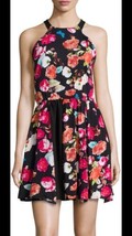 NWT Women&#39;s Romeo &amp; Juliet Couture Blk/Floral Sleeveless Halter Dress Sz Large - £27.45 GBP