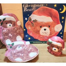 Vintage Benchmark Christmas Bear Collection Platter Set &amp; Napkin Holder ... - $335.15 MXN