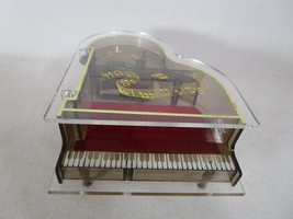 Vintage Piano Music Box Small Jewelry Box Toyo Clear Lucite Plays Memory WORKS - £15.56 GBP