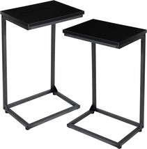 C Shaped End Table Set Of 2, Amhancible C Tables For Sofa,, Office (Black). - $48.99