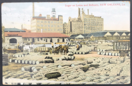 Antique 1913 Sugar on Levee &amp; Refinery New Orleans Louisiana LA Postcard I Stern - £8.28 GBP
