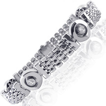 Uomo 1 Carato Rotondo Brillante Diamante Bracciale 14k Solido Bianco Oro 45.6g - £4,614.05 GBP