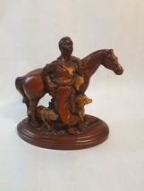 Vintage Cowboy with Horse and Dog Figurine Resin Rustic New Zealand Signed - £40.35 GBP
