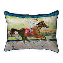 Betsy Drake Racing Horse Large Indoor Outdoor Pillow 16x20 - £37.50 GBP