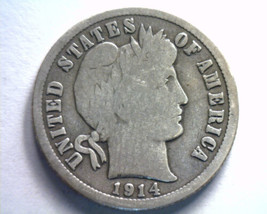 1914-D Barber Dime Good / Very Good G/VG Nice Original Coin Bobs Coins 99c Ship - £4.70 GBP