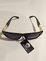 Black Gold Unisex Sunglasses Rectangle Purple Lens Composite Frame Tags ... - £38.31 GBP
