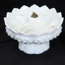 Fenton Footed Hobnail White Milk Glass 6 Candle Holder Bowl Centerpiece - $10.77