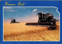 Postcard Kansas Heart of Nation&#39;s Breadbasket Harvesting Wheat  6 x 4 Ins. - £3.95 GBP
