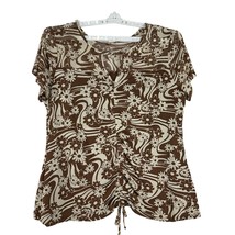 CATO Women&#39;s Brown Floral Print Cinched Blouse Size 18/20 - £10.98 GBP