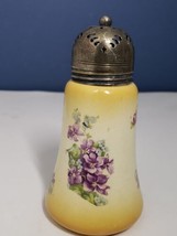 Antique Mixed Floral Sugar Shaker Brass Top Victorian Purple flowers Unbranded - £31.53 GBP