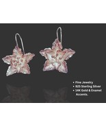 Antique Flowered Earrings Fine Jewelry Sterling Silver 14k Gold &amp; Enamel... - $64.35