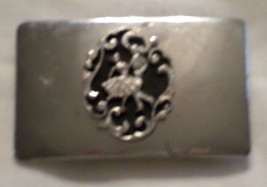 Square dance BUCKLE silver with filigree sculpted SD couple on matte black  - £11.15 GBP