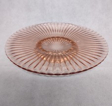 Pink Pedestal Cake Plate Stand AHC37 Ribbed Depression Glass Hocking 12.25&quot; - £34.41 GBP