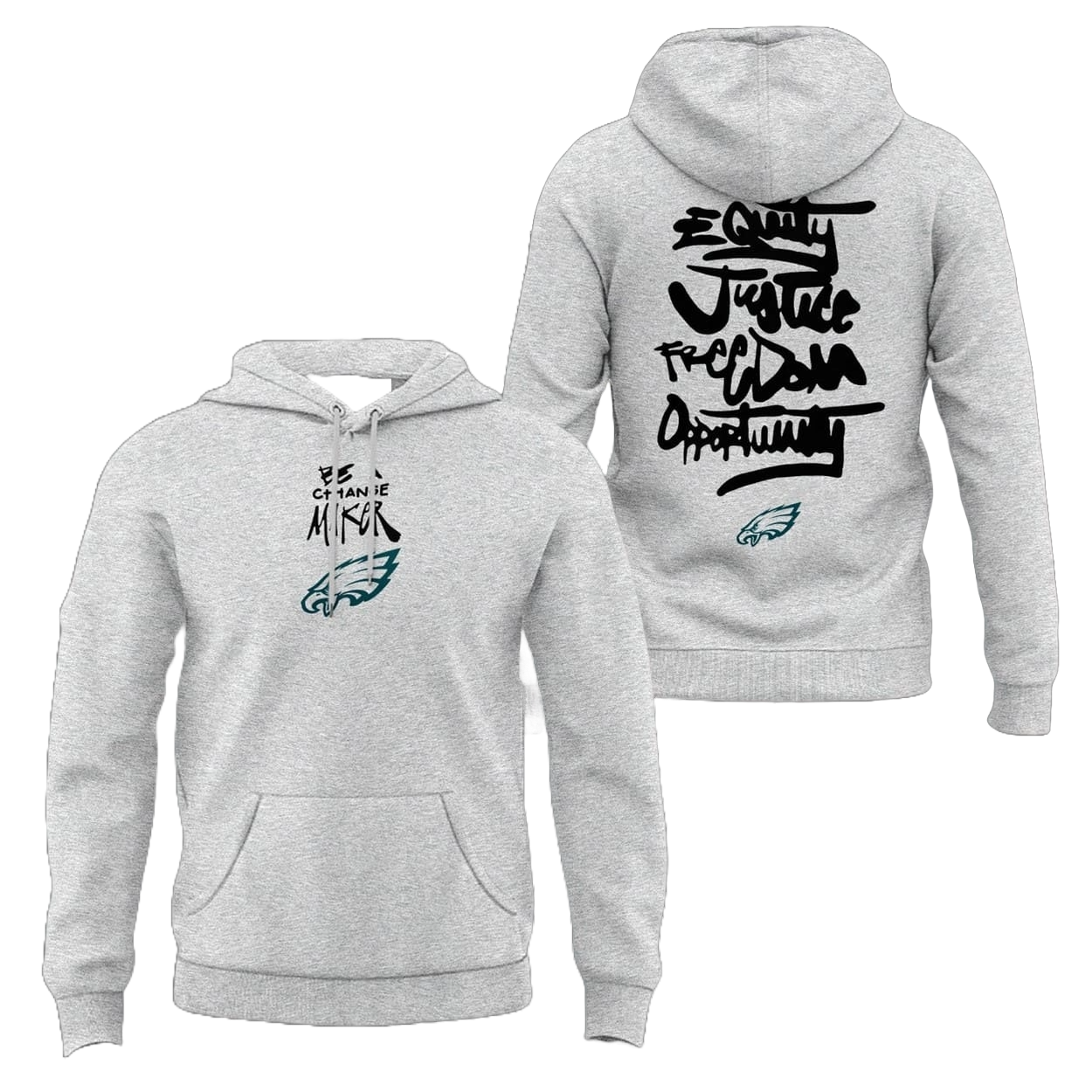 New Eagles Be a Change Maker Gray Hoodie Inspire Change - Philadelphia