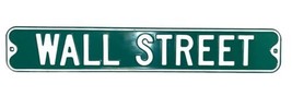 &quot;WALL STREET&quot; Metal Street Sign Green w/ Embossed Raised White Letters  ... - £89.48 GBP