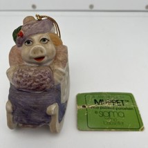 Vintage 1980 Miss Piggy Sleigh Porcelain Ornament Muppets Christmas Sigma - £9.58 GBP