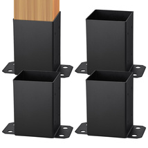 VEVOR Post Base 4 pcs, Inner Size 3.6"x3.6" Post Base Brackets, Matte Black - $27.99