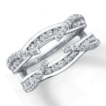 1.70 Ct Diamond 14K White Gold Plated Solitaire Enhancer Wrap Wedding Band Ring - £66.27 GBP