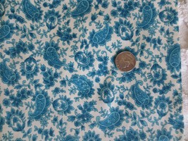 3723. Paisley Blues On White Craft, Quilting Cotton Fabric - 37&quot; X 3-7/8 Yds. - £14.15 GBP