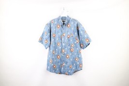 Vtg 90s Streetwear Mens Medium Faded Abstract Camp Bowling Hawaiian Button Shirt - £27.14 GBP