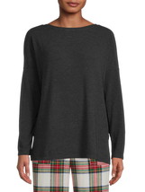 Joyspun Women&#39;s Black Heather Long Sleeve Hacci Knit Sleep Top - Size XL (16-18) - £8.38 GBP