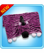 Authentic Pillow Pet Zany Zebra Purple/Black Blanket Plush Toy Gift - $38.34 CAD