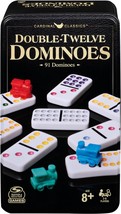 Double Twelve Dominoes Set in Storage Tin for Families and Kids Ages 8 a... - $25.45