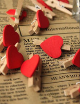 30pcs Red Heart for Wedding Party Decoration Favor,Wood Clip,Mini Pin Cl... - $3.50