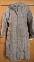 Cole Haan Signature Gray Long Quilted Goose Down Hooded Puffer Coat Jack... - £50.73 GBP