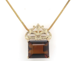 14k Gold Deco Style Large 43ct Genuine Natural Madeira Citrine Necklace ... - $2,790.81
