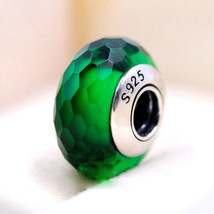 Green Fascinating Faceted Murano Glass Charm Bead For European Bracelet - £7.96 GBP