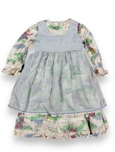 Vtg Handmade Petticoats &amp; Pantaloons Fabric  Blue Pinafore Girl’s Dress 21”B - £23.34 GBP