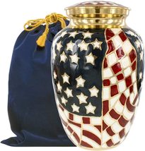 Classic Patriotic Flag Adult Cremation Urn for Human Ashes - £51.45 GBP