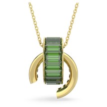 Authentic Swarovski Matrix Green Baguette Crystals Pendant in Gold - £154.12 GBP