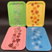 Vtg MCM Seasons of The Year Set of 4 Metal Snack Serving Trays in Box - £33.66 GBP