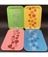 Vtg MCM Seasons of The Year Set of 4 Metal Snack Serving Trays in Box - £33.47 GBP