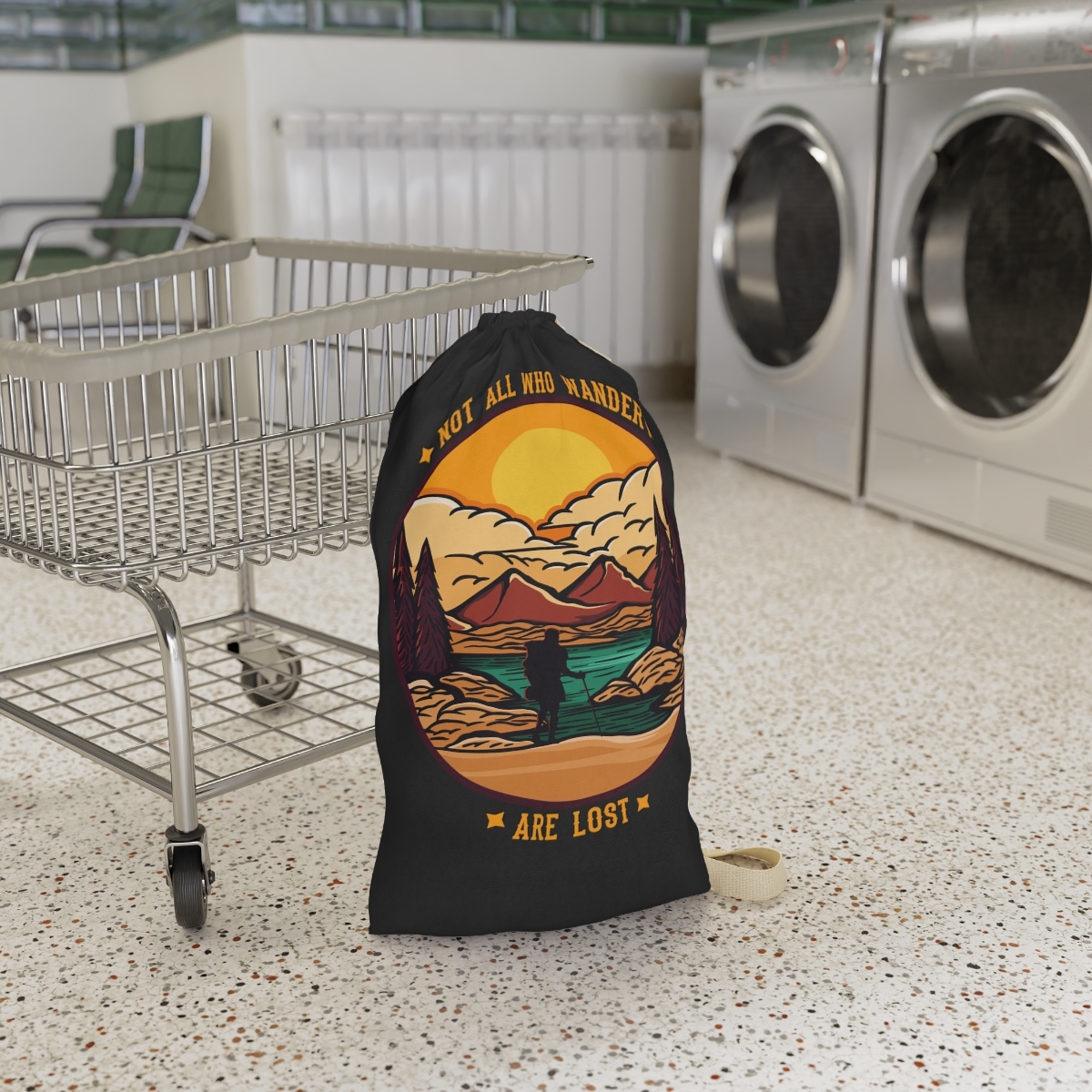 Customizable Laundry Bag with "Not All Who Wander Are Lost" Design for Wanderlus - $31.93 - $42.23