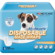 Honey Care All-Absorb A26 Male Dog Wrap, 50 Count, Small - £15.65 GBP