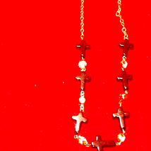 Beautiful Hematite Cross Necklace AND Earring Set - $20.79