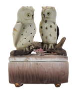 Vintage Lefton Japan Owl Couple On Limb Trinket Jewelry Box Hand Painted... - £15.77 GBP