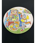 Hand Painted Collectible Pottery Flower Cart Plate Multicolored 8&quot; - €9,70 EUR