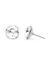 10mm Crystal Swarovski Studs | Cushion Cut Earrings | Clear Crystal Earr... - $25.00