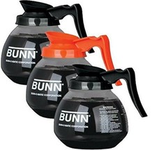 BUNN Coffee Pot Decanter Carafe - Set of 3 - 2 Black Regular and 1 Orange Decaf - £46.49 GBP